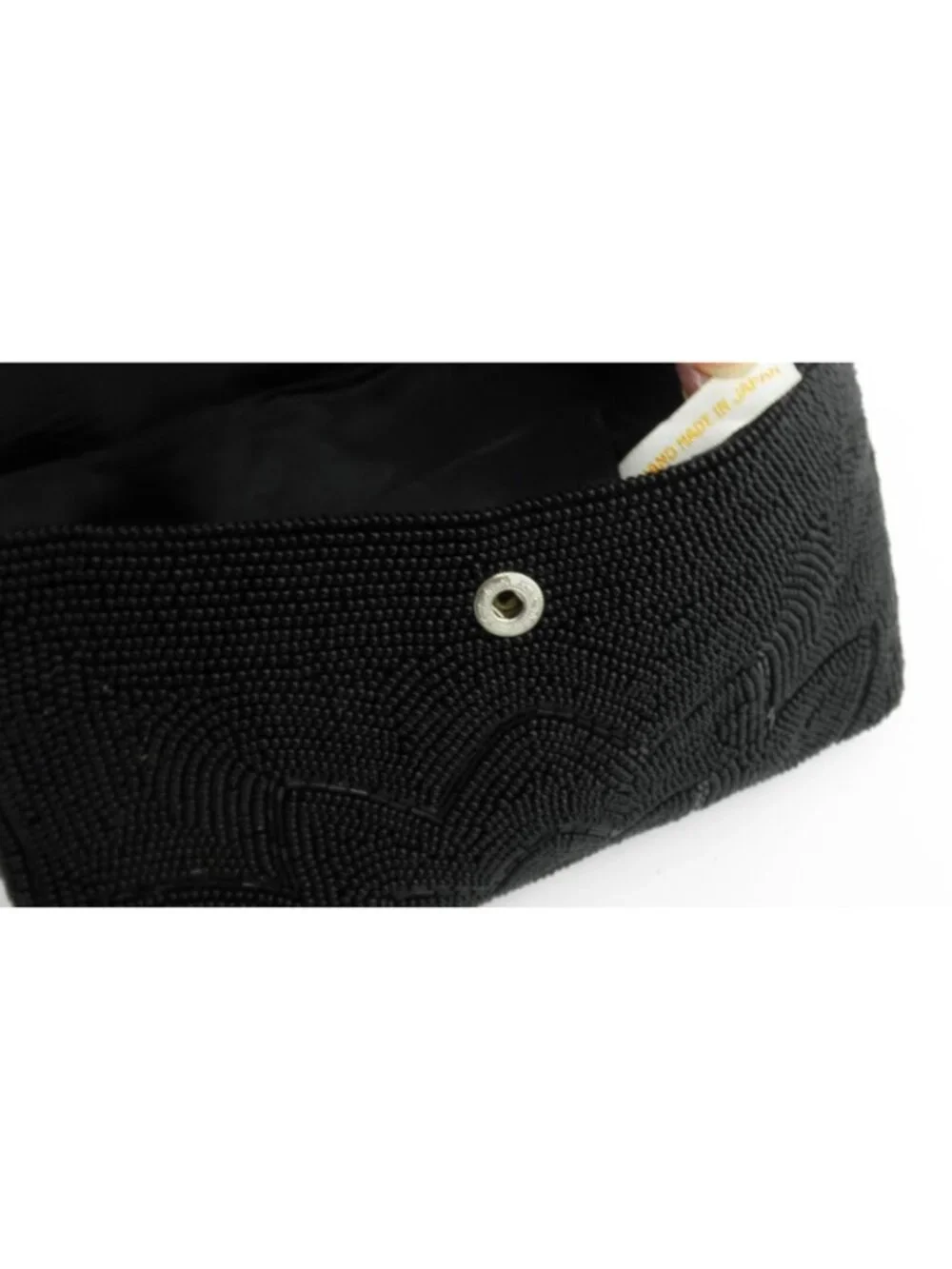 Vintage Hand-Beaded Black Clutch Purse Wallet Bag Made in Japan Evening Formal